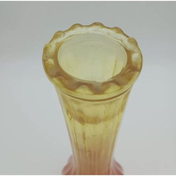 VINTAGE MID CENTURY MODERN 8-3/4" TALL AMBERINA COLOR GLASS BUD VASE - Picture 7 of 8